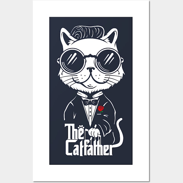 Vintage cat the godfather Funny cat Wall Art by Hellyeahstudio